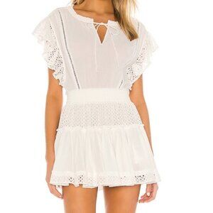Misa Los Angeles White Eyelet Lace Mini Dress